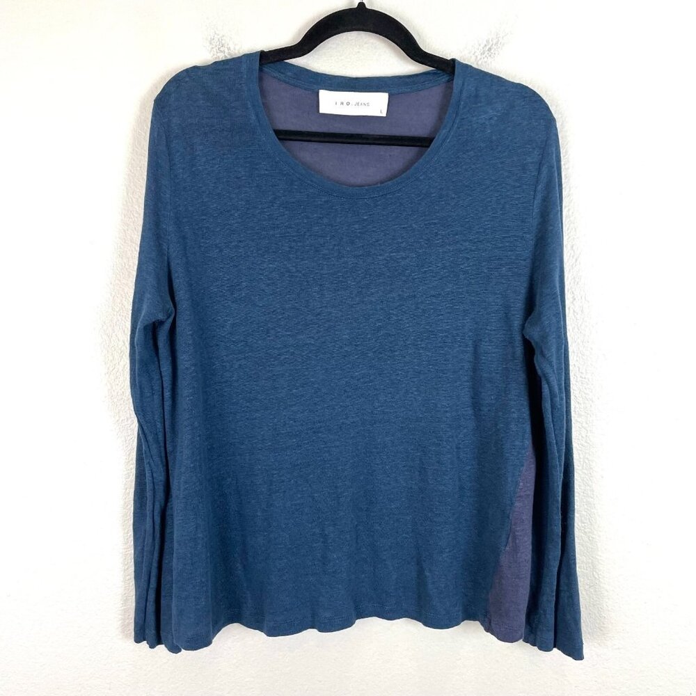 IRO Jeans Womens Large Blue Long‎ Sleeve T Shirt Top Round Neck